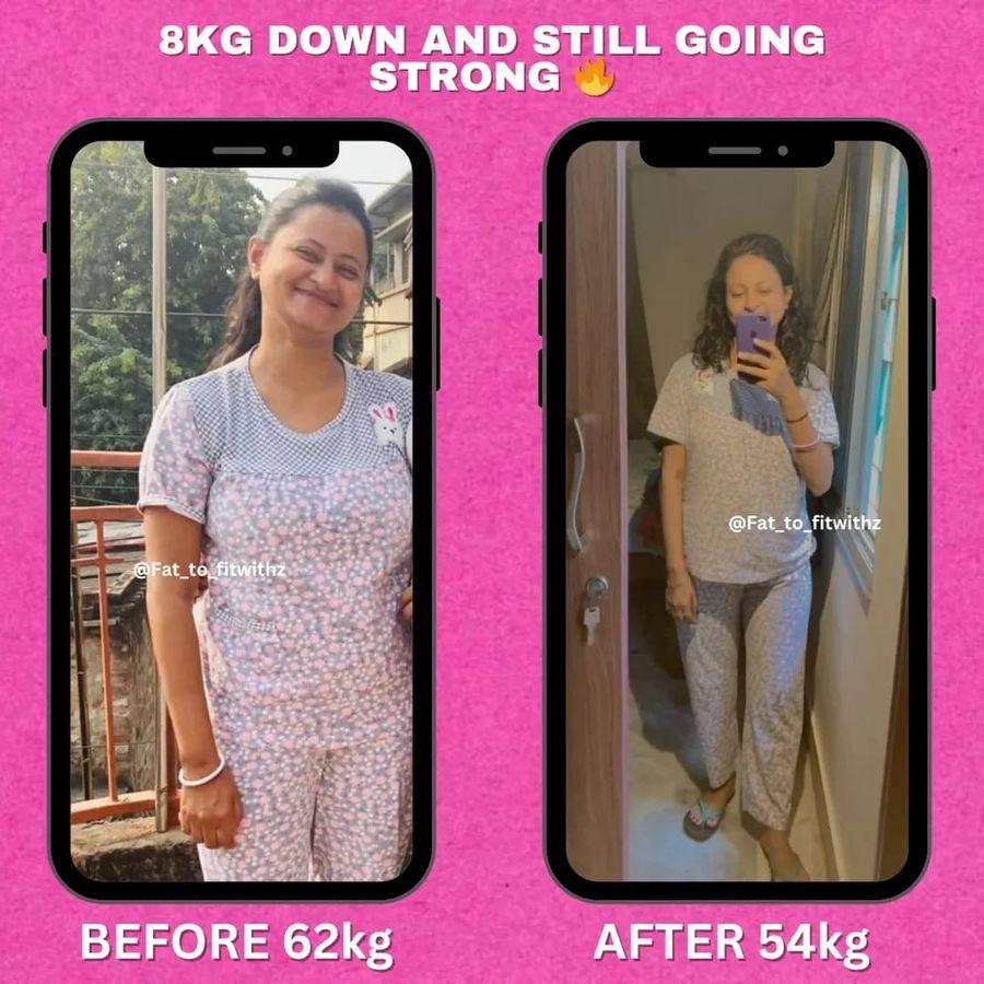 Client transformation from 62 kg to 54 kg